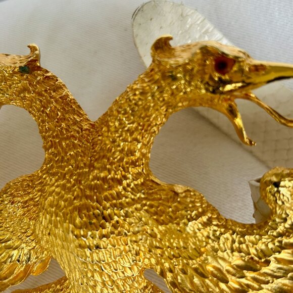 CHRISTOPHER ROSS EAGLES BELT BUCKLE GOLD PLATE SIGNED 1983 THUMB PRINT 9" × 5.5" - Picture 8 of 8